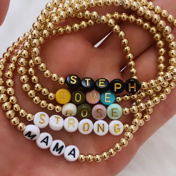 14k Gold Filled Customized Beaded Bracelet - Picture 3 of 4